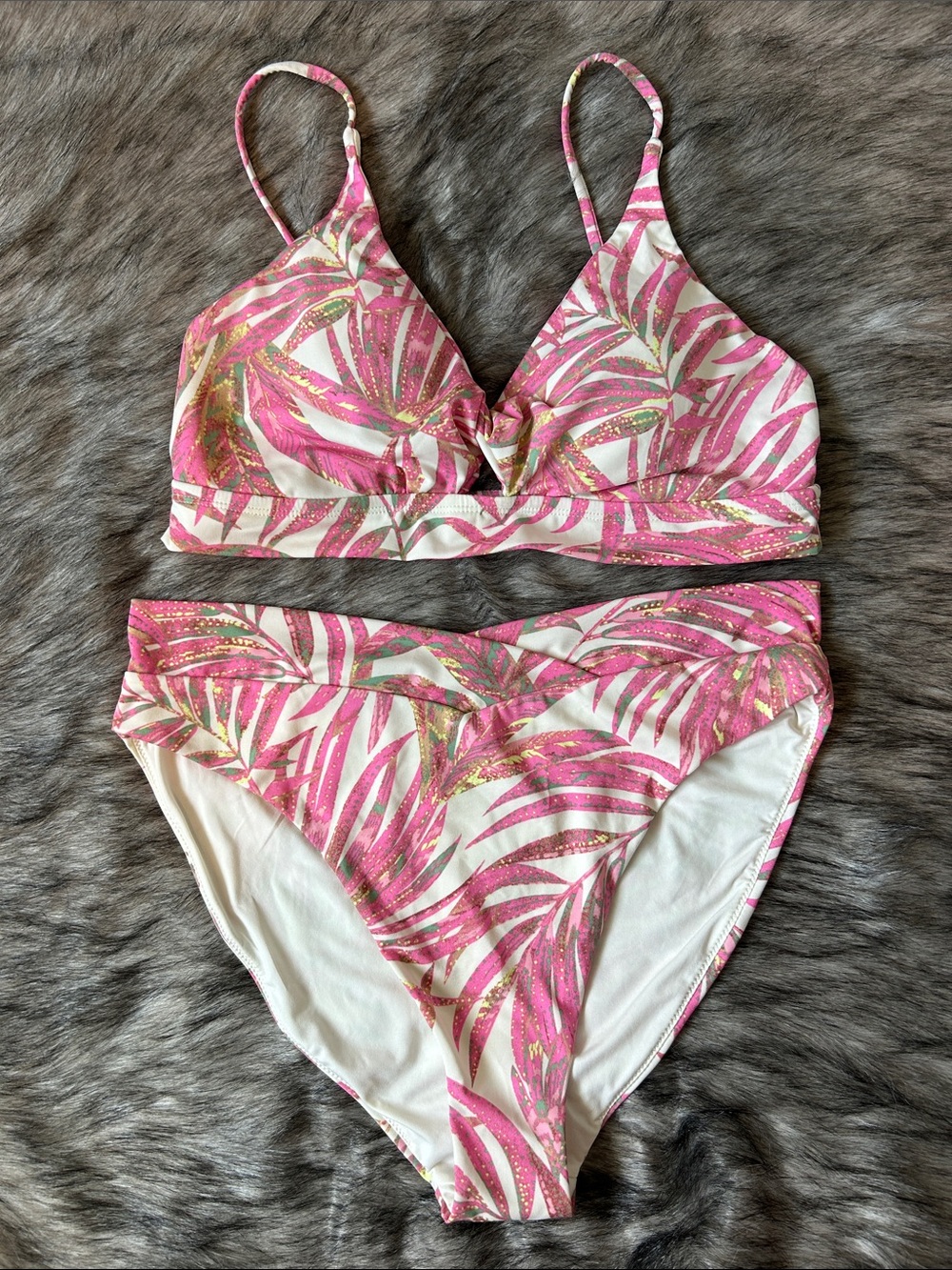 NEW Carve Designs Bikini Set Mae Bottom Elba Top Pink Oasis Women’s Swim Large